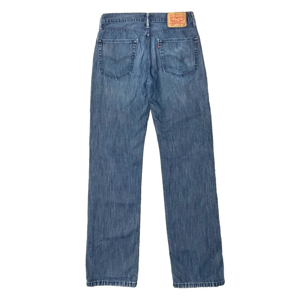 Levis 514 Blue Jeans Mens 30x32 Slim Straight Distressed Denim Red Tab Wash